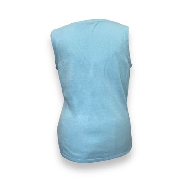 Luxe By Designers Originals Vapor Blue Cardigan & Tank Set Size L 100% Acrylic W - Picture 4 of 10